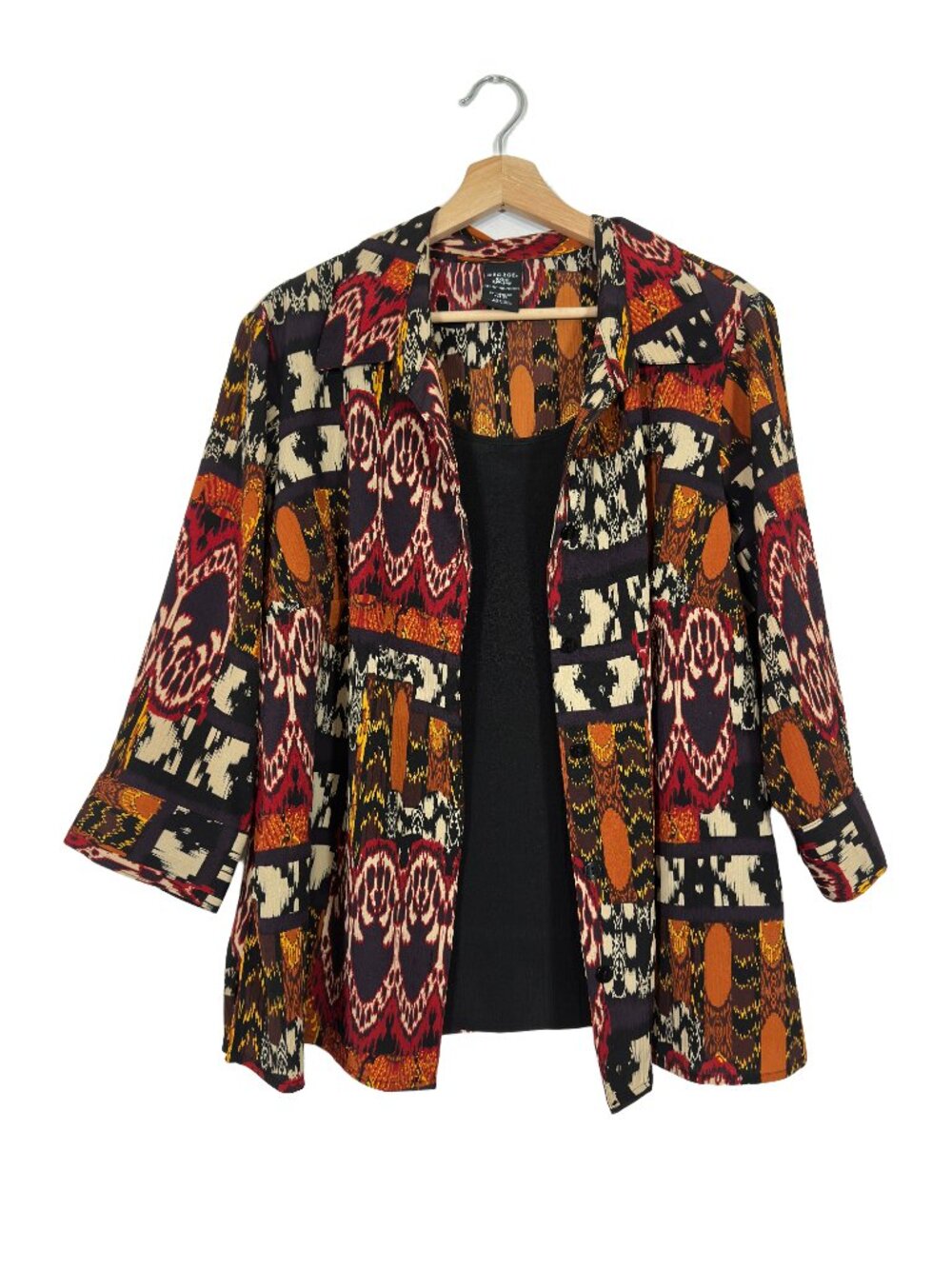 Women's Eclectic 3/4 Sleeve Top Ikat Print Plus Size 22W-24W Office Career Fall